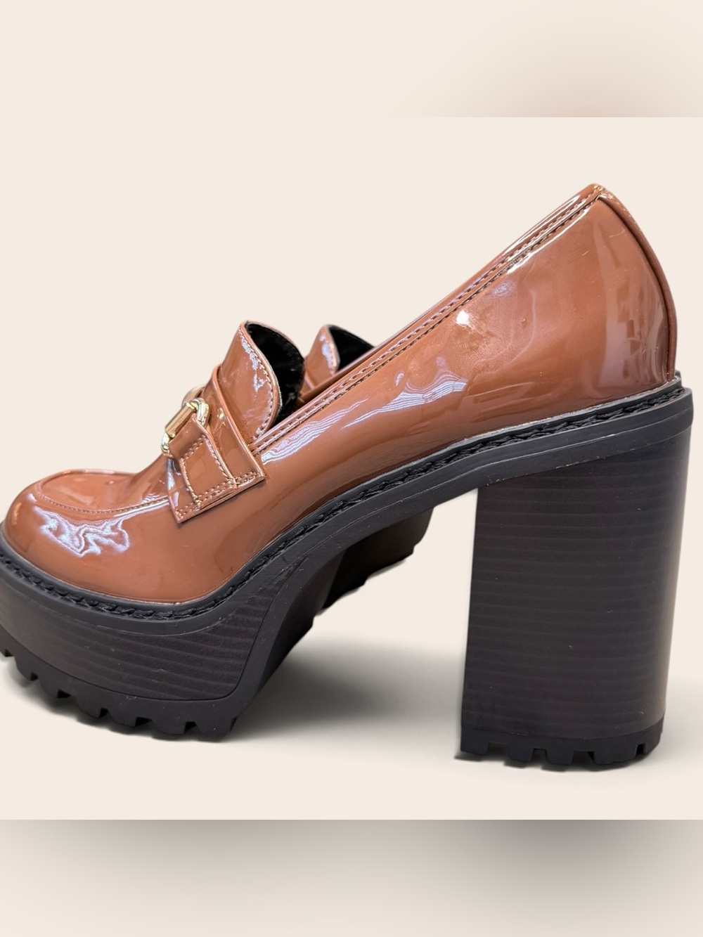 Madden Girl Kierra Brown Loafer Heels 6.5 Platform Preppy 90s Academia - Picture 2 of 6